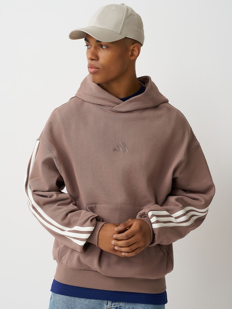 adidas Beige Kit 3-Stripes Hoodie - Image 1 of 5