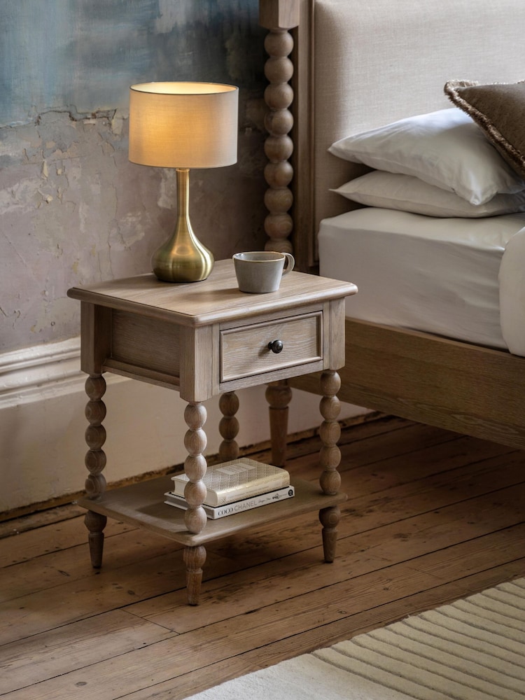 Gallery Home Natural Alston 1 Drawer Oak Bedside Table - Image 1 of 8 Gallery Home Natural Alston 1 Drawer Oak Bedside Table - Image 1 of 8