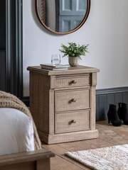 Gallery Home Natural Eastfield Solid Wood Pine 3 Drawer Bedside Table - Image 1 of 8