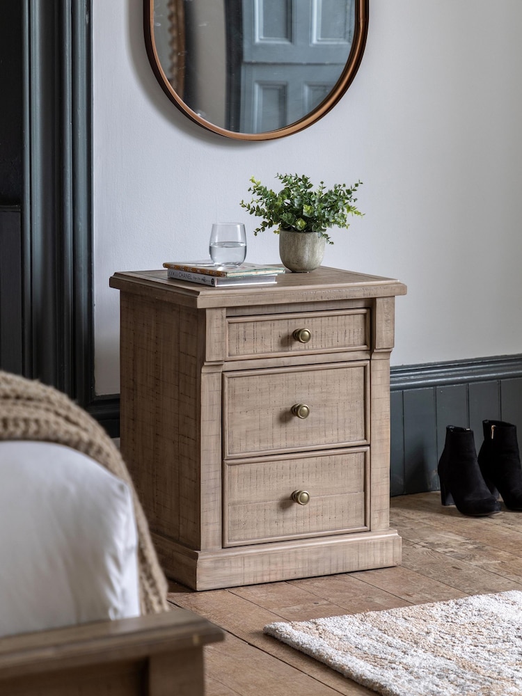 Gallery Home Natural Eastfield Solid Wood Pine 3 Drawer Bedside Table - Image 1 of 8