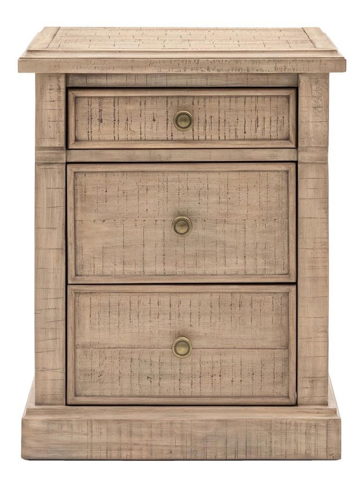 Gallery Home Natural Eastfield Solid Wood Pine 3 Drawer Bedside Table - Image 8 of 8