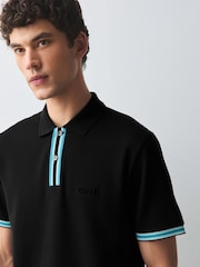 Black Embossed Motionflex Tipped Polo Shirt - Image 4 of 8