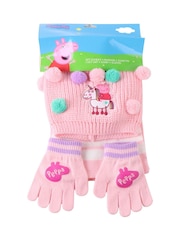 Peers Hardy Pink Peppa Pig Marvel Hat, Scarf & Gloves Set 3 Piece - Image 5 of 5