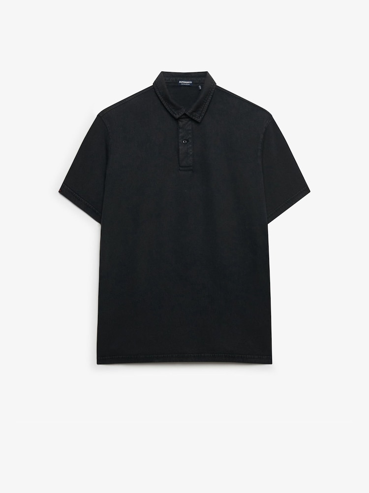 Superdry Black Essential Jersey Polo Top - Image 5 of 5 Superdry Black Essential Jersey Polo Top - Image 5 of 5