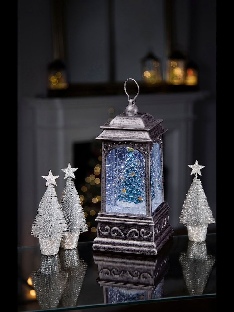 Premier Decorations Ltd 21cm BO Robins on Tree Glitter Water Spinner - Image 1 of 3