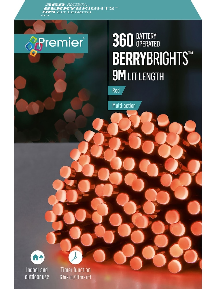 Premier Decorations Ltd Red 360 LED Battery Operated Berry Bright Lights - Image 2 of 2 Premier Decorations Ltd Red 360 LED Battery Operated Berry Bright Lights - Image 2 of 2