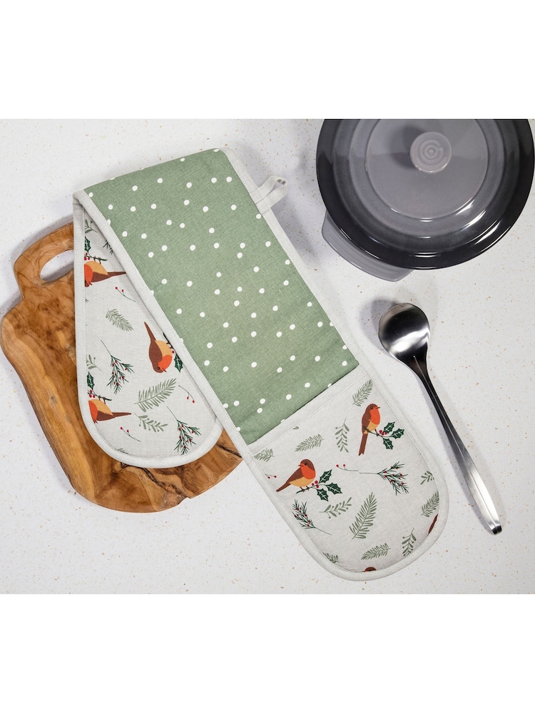 Premier Decorations Ltd 90cm Adult Robin Spot Double Oven Gloves - Image 1 of 2 Premier Decorations Ltd 90cm Adult Robin Spot Double Oven Gloves - Image 1 of 2
