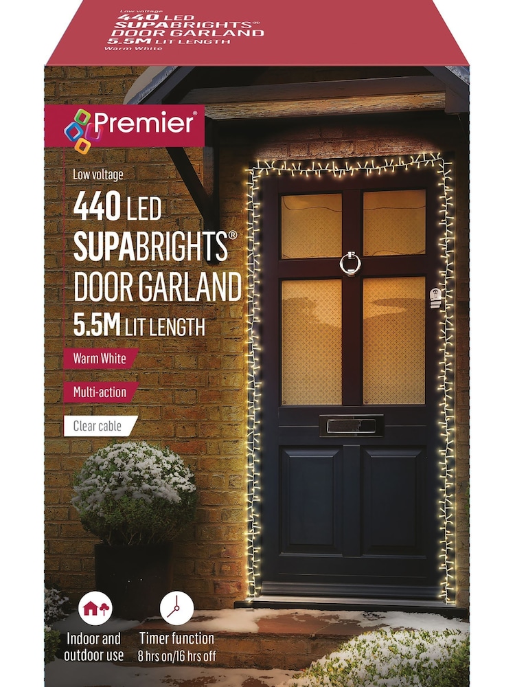 Premier Decorations Ltd Warm White 440 LED Supabright Door Garland - Image 2 of 3 Premier Decorations Ltd Warm White 440 LED Supabright Door Garland - Image 2 of 3