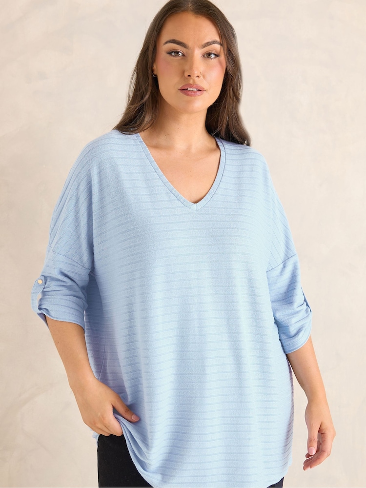 Evans Blue Turn Back Sleeve Jumper - Image 1 of 5