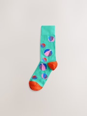 Blue/Yellow/Pink Pattern Socks 5 Pack - Image 3 of 8