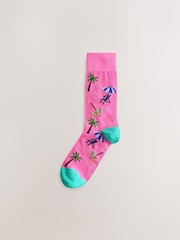 Blue/Yellow/Pink Pattern Socks 5 Pack - Image 5 of 8