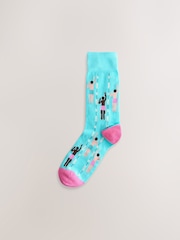 Blue/Yellow/Pink Pattern Socks 5 Pack - Image 6 of 8