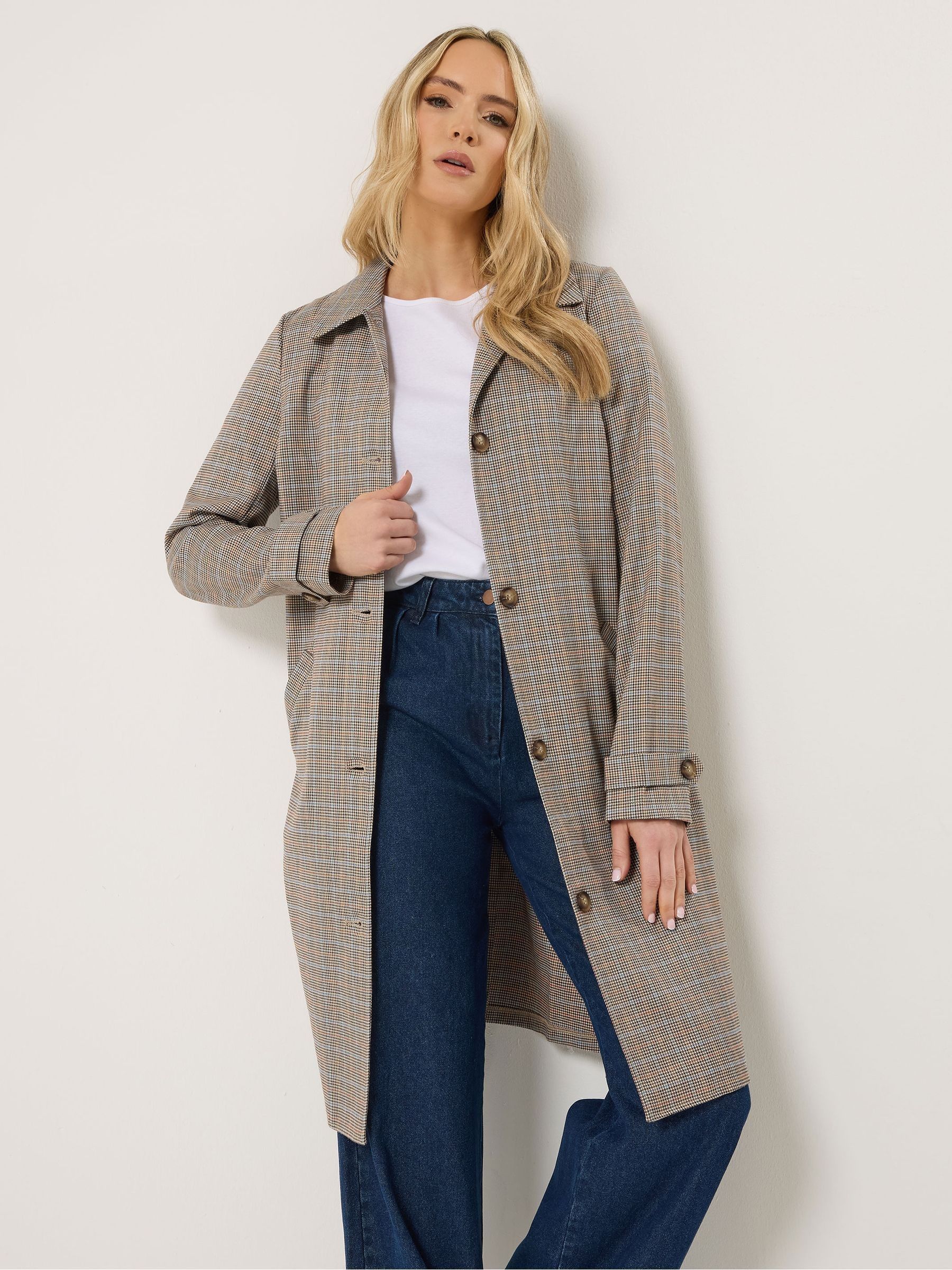 Long Tall Sally Women's Light Brown Tall Check Car Coat In Size 20 - Image 2
