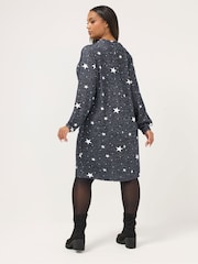 Yours Curve Blue Soft Touch Star Dress - Image 3 of 5