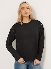 Long Tall Sally Black Eyelet Detail Sweatshirt - Image 1 of 5
