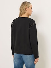 Long Tall Sally Black Eyelet Detail Sweatshirt - Image 2 of 5