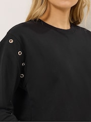 Long Tall Sally Black Eyelet Detail Sweatshirt - Image 4 of 5