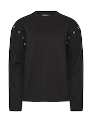 Long Tall Sally Black Eyelet Detail Sweatshirt - Image 5 of 5