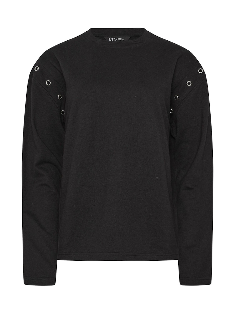 Long Tall Sally Black Eyelet Detail Sweatshirt - Image 5 of 5