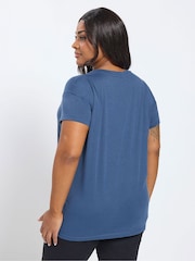 Yours Curve Blue Core Placement T-Shirt - Image 3 of 5