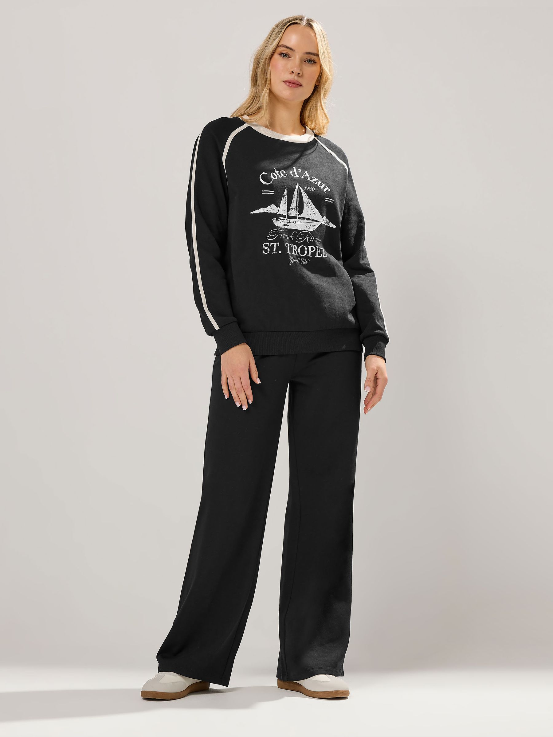 Buy Long Tall Sally Black Nautical Piped Sweatshirt from Next USA