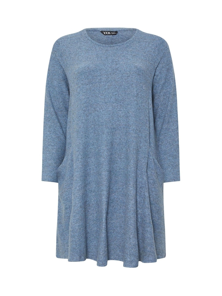 Yours Curve Blue Soft Touch Pocket Dress - Image 5 of 5 Yours Curve Blue Soft Touch Pocket Dress - Image 5 of 5