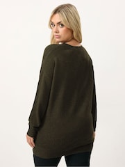 Yours Curve Brown V-Neck Soft Touch Jumper - Image 3 of 5