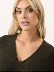 Yours Curve Brown V-Neck Soft Touch Jumper - Image 4 of 5