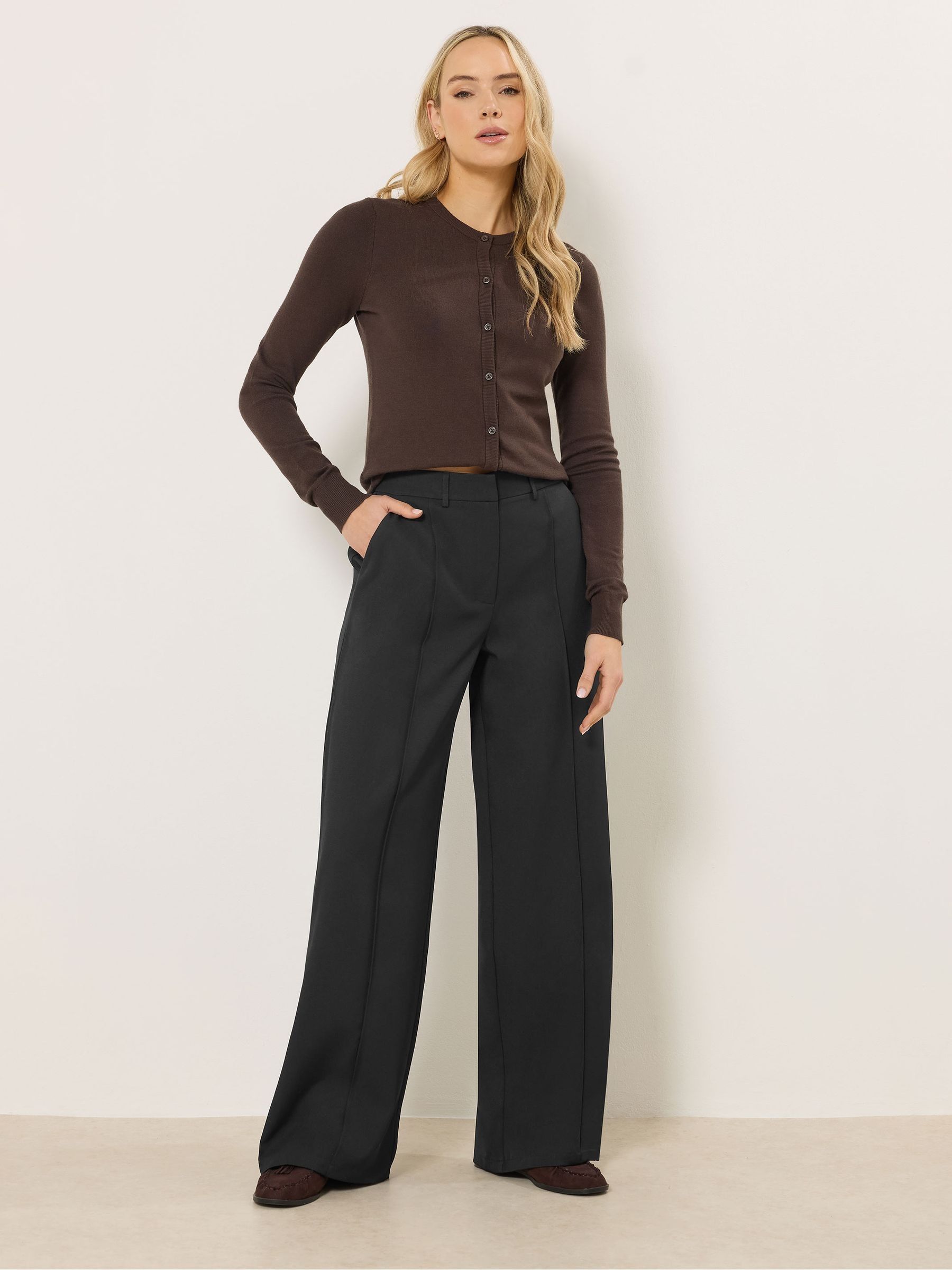 Long Tall Sally Women's Black Wide Leg Seam Front Trousers