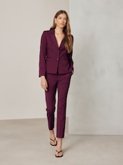 Burgundy Red Slim Tailored Trousers - Image 2 of 9