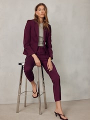 Burgundy Red Slim Tailored Trousers - Image 3 of 9