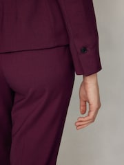 Burgundy Red Slim Tailored Trousers - Image 5 of 9