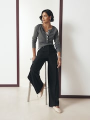 Qara - Tailored Hardware Detail Bootcut Trousers with Stretch - 9şəkildən 2 şəkil