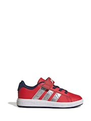 adidas Red Grand Court Spider-Man EL K Trainers - Image 1 of 9