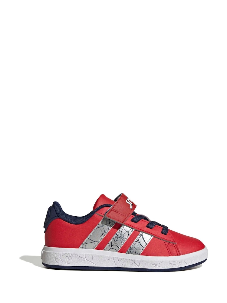 adidas Red Grand Court Spider-Man EL K Trainers - Image 1 of 9