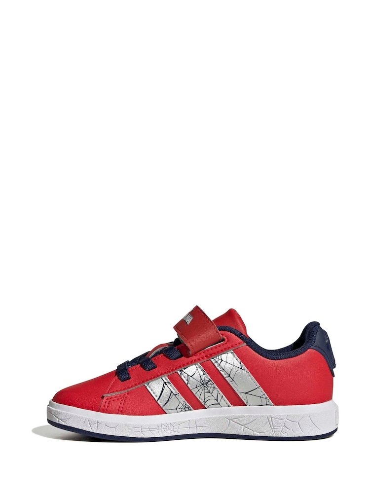 adidas Red Grand Court Spider-Man EL K Trainers - Image 2 of 9