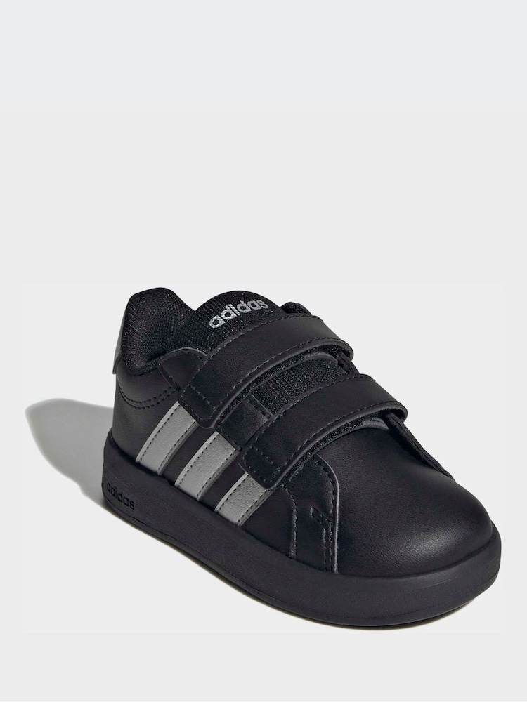 adidas Black/Silver Grand Court 3.0 Infant Trainers - Image 1 of 9 adidas Black/Silver Grand Court 3.0 Infant Trainers - Image 1 of 9