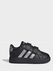 adidas Black/Silver Grand Court 3.0 Infant Trainers - Image 3 of 9