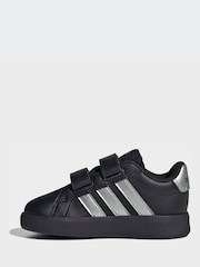 adidas Black/Silver Grand Court 3.0 Infant Trainers - Image 4 of 9