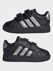 adidas Black/Silver Grand Court 3.0 Infant Trainers - Image 5 of 9