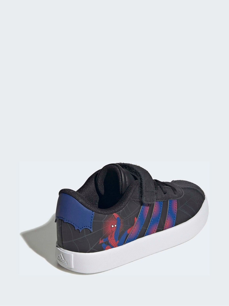 adidas Black VL Court Spider-Man Elastic Lace Trainers - Image 2 of 9 adidas Black VL Court Spider-Man Elastic Lace Trainers - Image 2 of 9