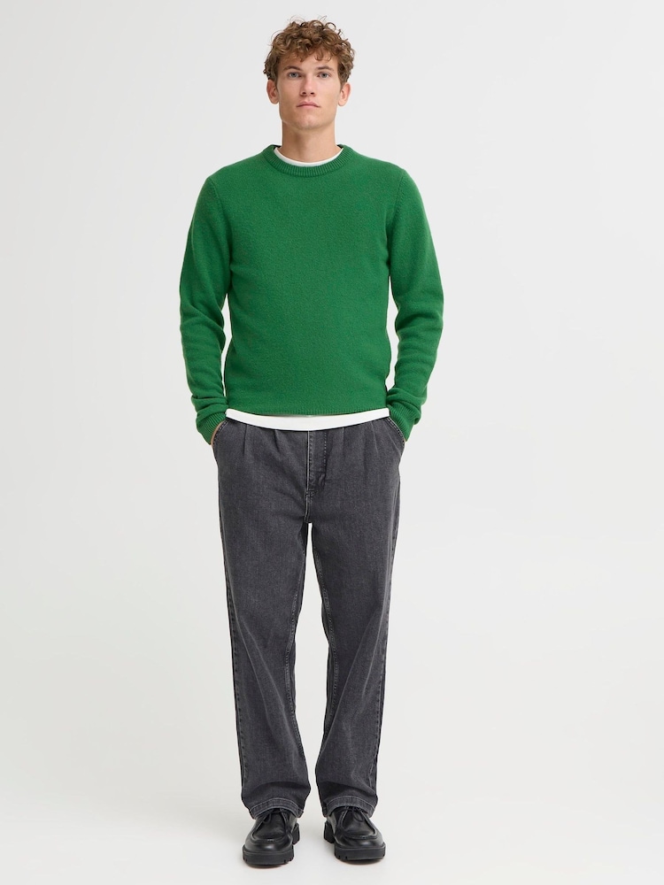 Casual Friday Green CFKARL Lambswool Crew Neck Knitted Sweat Top - Image 1 of 6 Casual Friday Green CFKARL Lambswool Crew Neck Knitted Sweat Top - Image 1 of 6