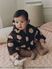 Brown and Pink Borg Spot Hooded Baby Jacket (0mths-2yrs) - Image 1 of 12