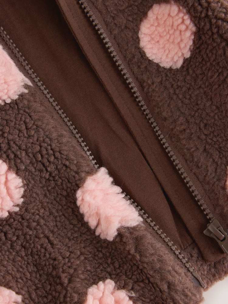 Brown and Pink Borg Spot Hooded Baby Jacket (0mths-2yrs) - Image 12 of 12