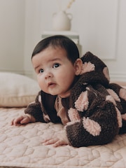 Brown and Pink Borg Spot Hooded Baby Jacket (0mths-2yrs) - Image 5 of 12