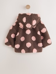 Brown and Pink Borg Spot Hooded Baby Jacket (0mths-2yrs) - Image 7 of 12
