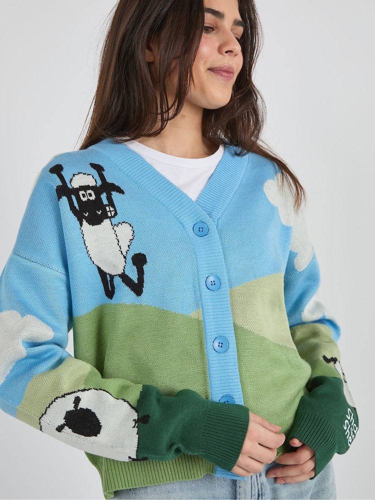 Skinnydip Blue Shaun The Sheep Knitted Cardigan - Image 5 of 5