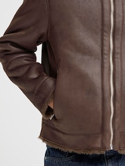 Casual Friday Brown CFMACKSEN Fur Lined Flying Jacket - Image 5 of 8