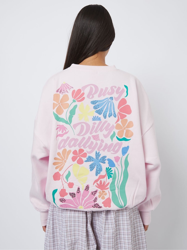 Skinnydip Pink Busy Dilly Dallying Pink Sweatshirt - Image 2 of 5