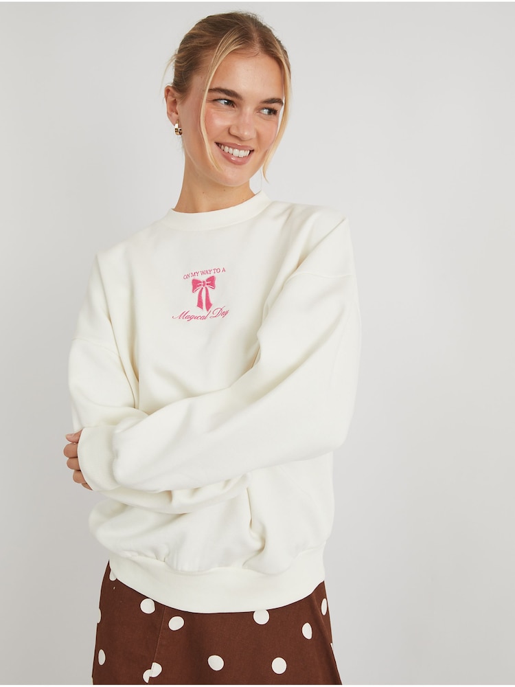 Skinnydip Cream Disney On My Way To A Magical Day Sweatshirt - Image 2 of 5